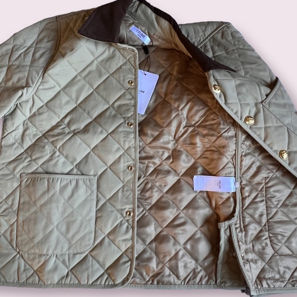Designer inspired quilted HUNTING JACKET IN COTTON FABRIC DARK BEIGE - Picture 11 of 15